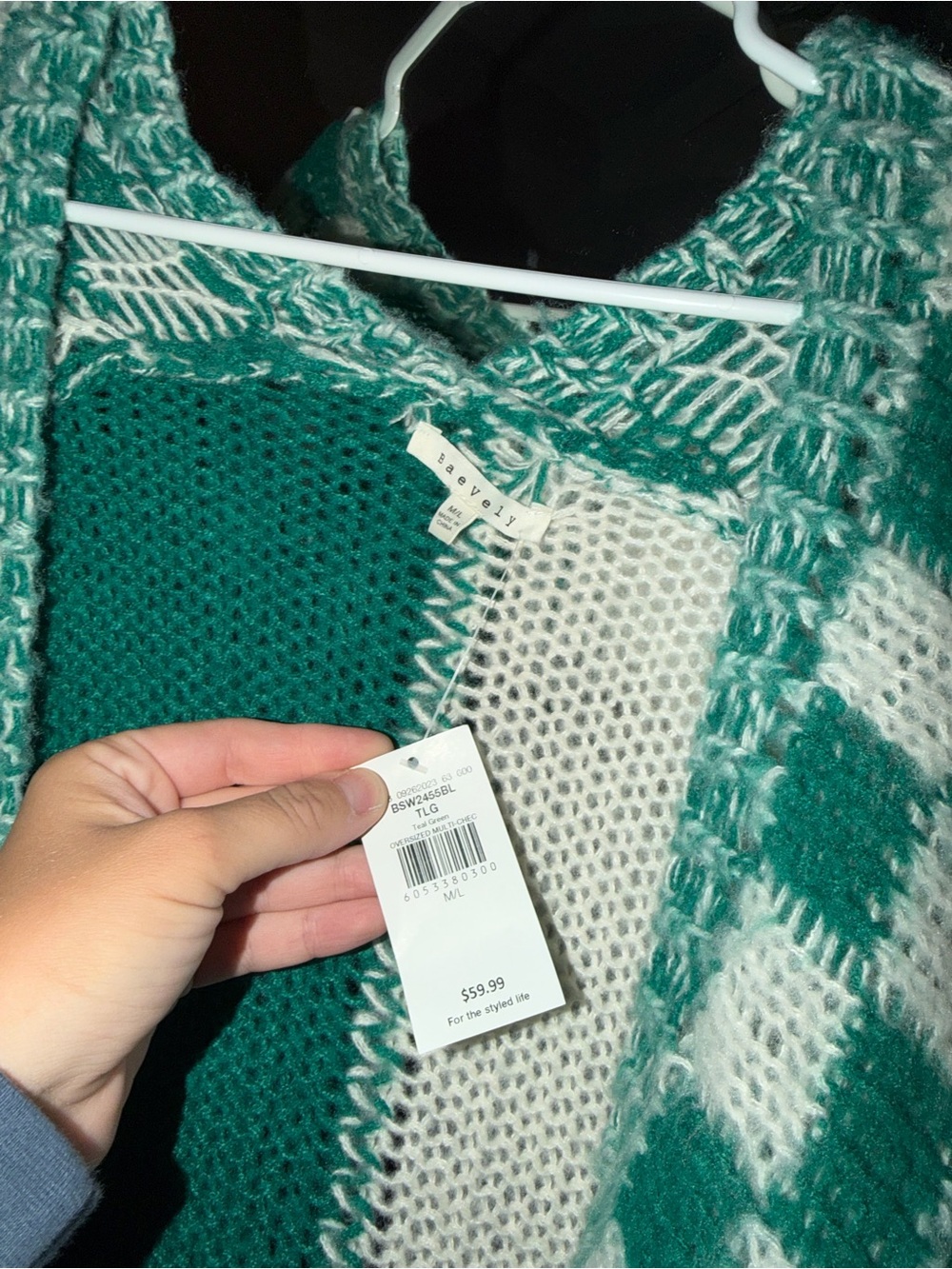 BCBGMAXAZRIA Green & Cream Open-Knit Cardigan Sweater
